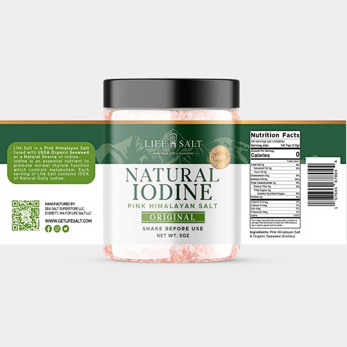 Label for Natural Iodine Pink Himalayan Salt that is fused with Seaweed Design by Design_byMe