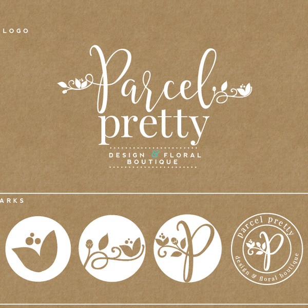 trendy and pretty logo for a floral shipper box