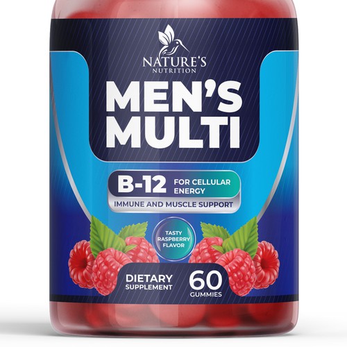 Designs | Men's Multivitamin Gummies label design needed for Nature's ...