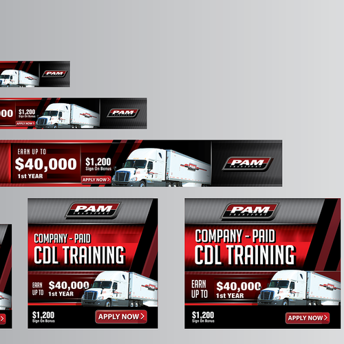 Keep on trucking! Create banner ads for truck driver recruitment. Design by gibass