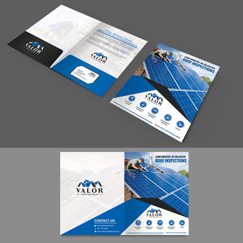 Presentation Folder Design, fast growing roof & solar company in Colorado.  Help us stand out! Design by Schöpfer