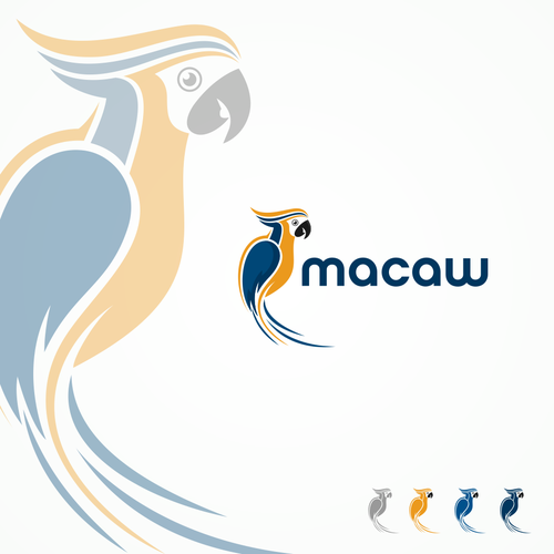 Design a macaw (parrot) logo for an online news paper Logo & social