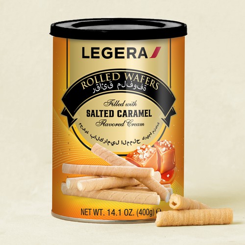 LEGERA Wafer Rolls Pack 125 gm - Salted Caramel Design by Davi Giolo ★