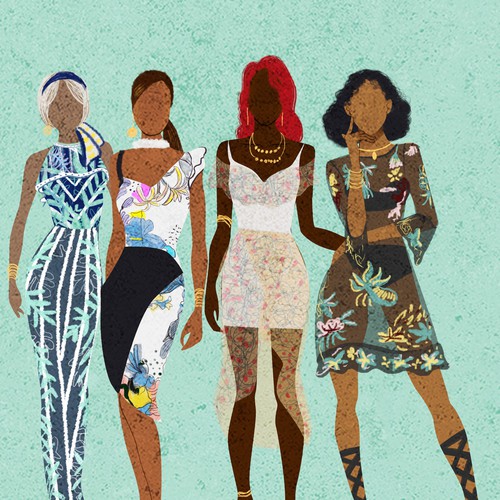 Illustration of Black Female Group of Friends