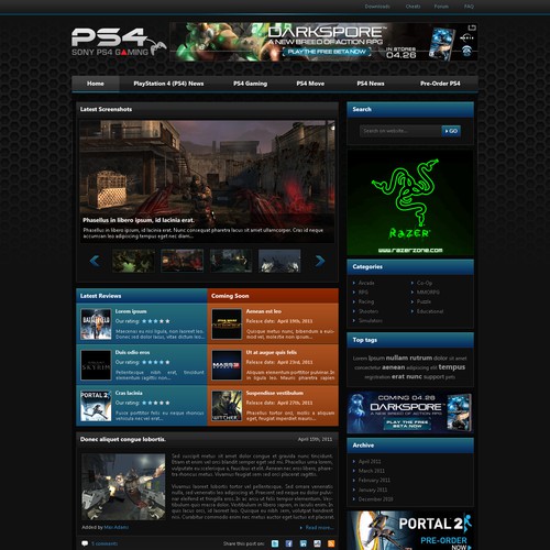 Create a vibrant new web 2.0 look for a PS4 gaming blog! Design by Fenrir Media
