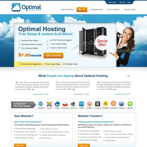 New website design wanted for Optimal Hosting Design por AxilSolutions