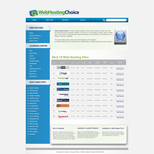 Redesign WebHostingChoice.com Design by squama
