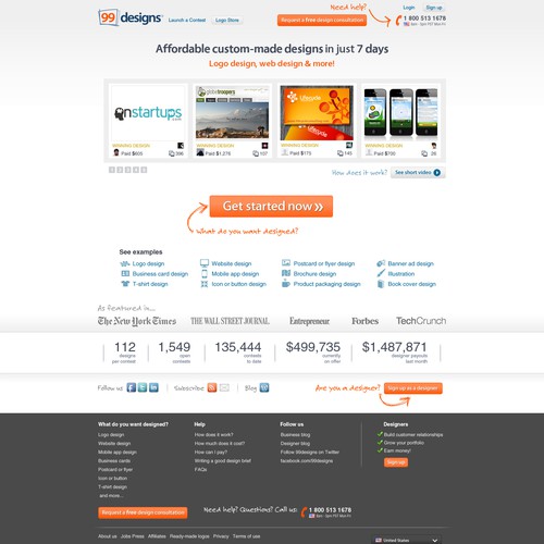 99designs Homepage Redesign Contest | Web page design contest Runner-up design by Multimedia Designs