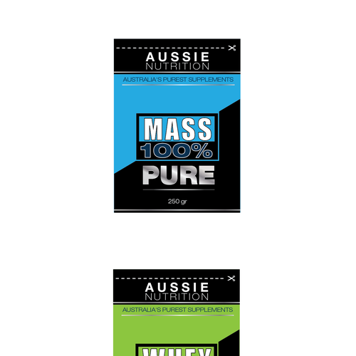 Aussie Nutrition supplement range needs new packaging! Design by Mida Strasni