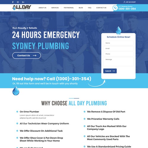 Plumbing Company Website Design Design by Headol Creatives