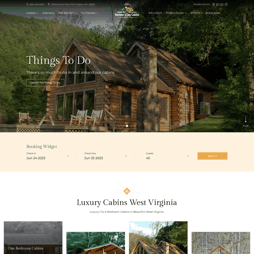 Designs Design a website for luxury log cabin vacation rentals in the
