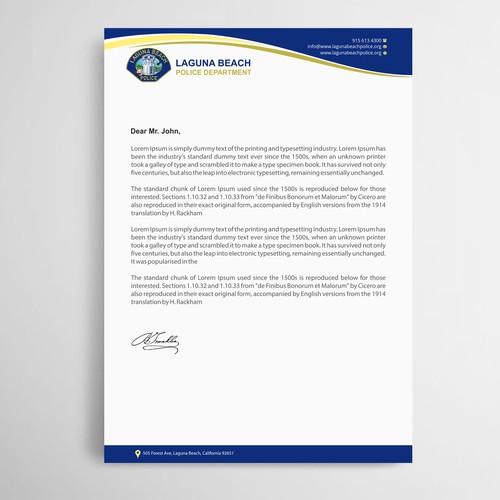 Laguna Beach Police Department Stationary Design by thinkweb art