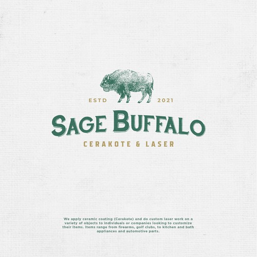 Design an American Bison themed logo for a specialized coating company in Montana. Design réalisé par Kubo"