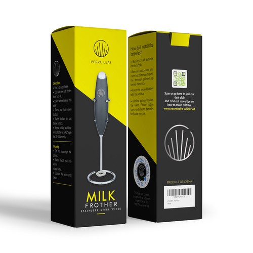 Electric Milk Frother Needs Fun Bold and Premium Design. Design by syakuro