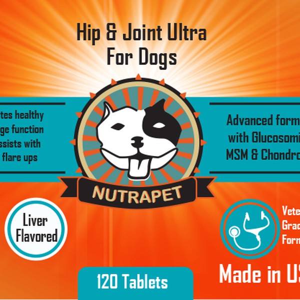 Design by Azulis Creative titled "**HQ Design Needed** New Bottle Label for Nutrapet - Pet Supplement Brand"