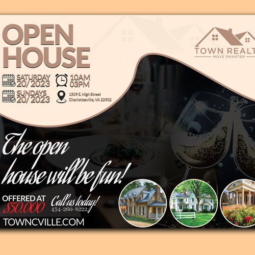 Open House Flyer - Champaign and Snacks! Design by 92DesignCraft