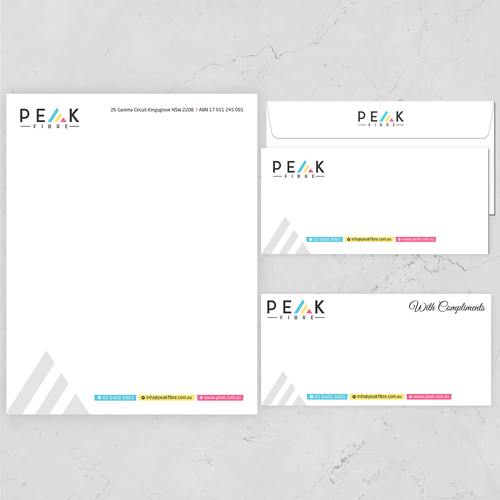 Creative, slick, professional Stationary for New Brand - Peak Fibre - Design by Sawama