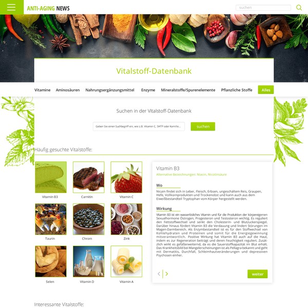 Ingredients page
