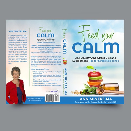 Captivating Yet Calm Book Cover for Stress Relief thru Nutrition Concept Design by Yna