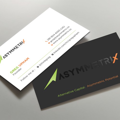 Design a cool, edgey but sophisticated business card for an alternative investment firm. Design von prosenjit_P