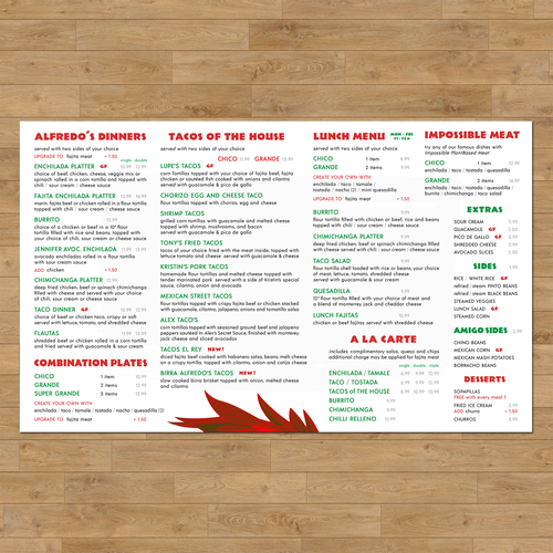 Traditional Mexican Restaurant needing new menu design! Design by Thora