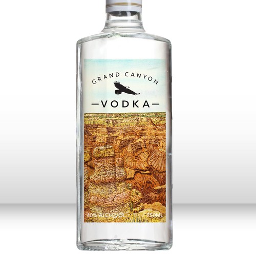 Create a striking vodka label capturing the Grand Canyon Product