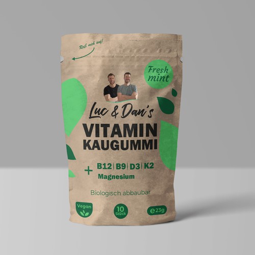 First creative packaging for a natural vitamin chewing gum Design by Noha.Akkad