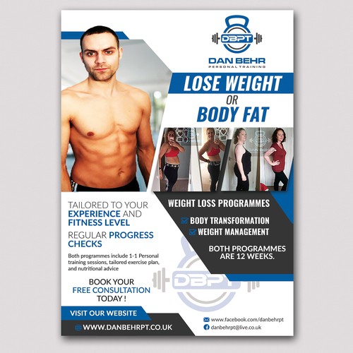 A flyer designed to promote 2 weight loss programmes for a