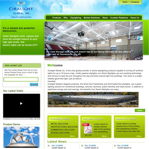 Website for Green Energy Smart Skylight Product Diseño de partha_ring2007