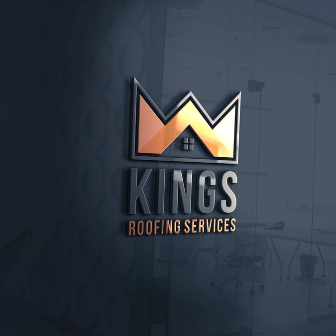 create a logo fit for a king. Kings Roofing Services black orange and