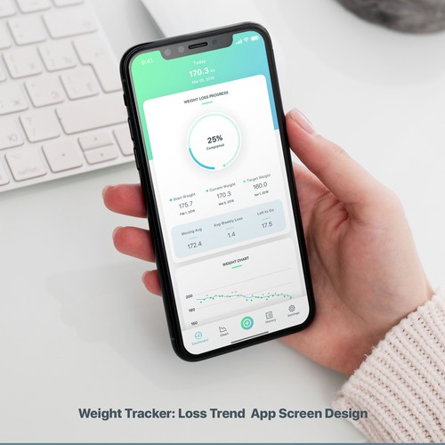 Design simple, professional UI for a Weight Tracker app ...