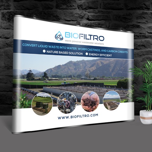 Design a Clean Trade Show Backdrop/Podium for a Regenerative Agriculture/Wastewater Company Réalisé par BrainStorm.