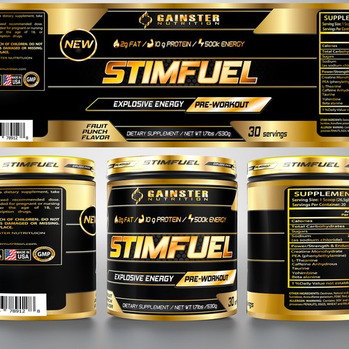 Creating a pre-workout label for a new supplement product called STIMFUEL-ontwerp door lantonx