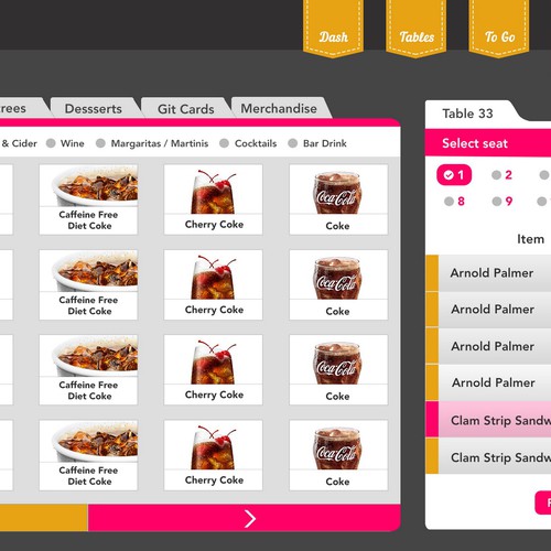 Redesigning a new user interface for a restaurant point-of-sale system Design by DesignFairy