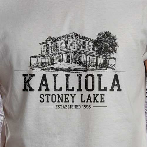 Vintage Old Cabin Photo to Line Drawing T-Shirt Design Design von molkastm