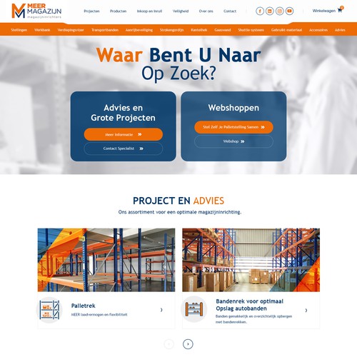 Creative website templates for a leading pallet racks company_ Meermagazijn Design by Adventix