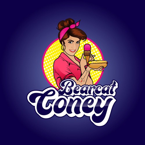 G-Rated Cartoon PinUp Girl girl logo for Retro Coney Hotdog restaurant Design by MALATHY
