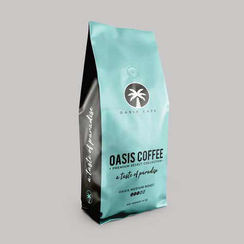 OASIS CAFE COFFEE BEAN PACKAGING DESIGN Design by DOOC.design