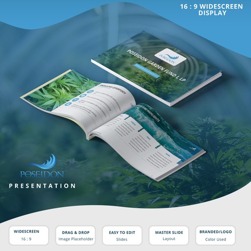 Visually stunning pitch deck template for a cannabis VC fund to appeal to investors Design by SlideBlast