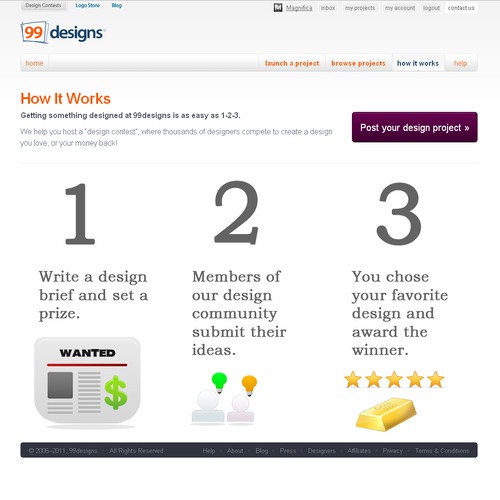Redesign the “How it works” page for 99designs Réalisé par Magnifica