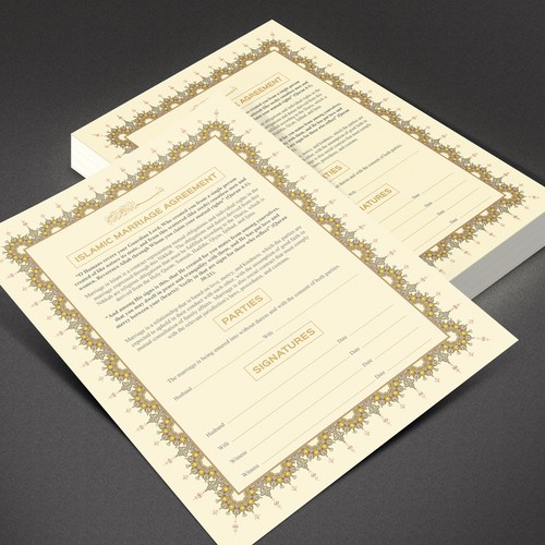 Design A Beautiful Islamic Marriage Agreement Document Template Design by G-r-a-p-h▼