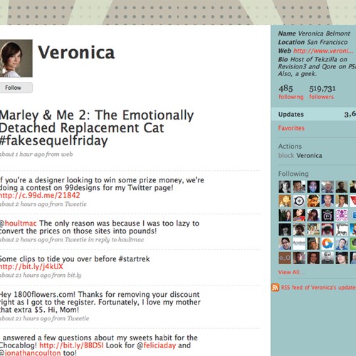 Twitter Background for Veronica Belmont Design by Brooke Rochon