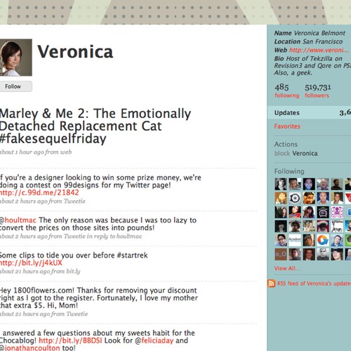 Twitter Background for Veronica Belmont Design by Brooke Macomber