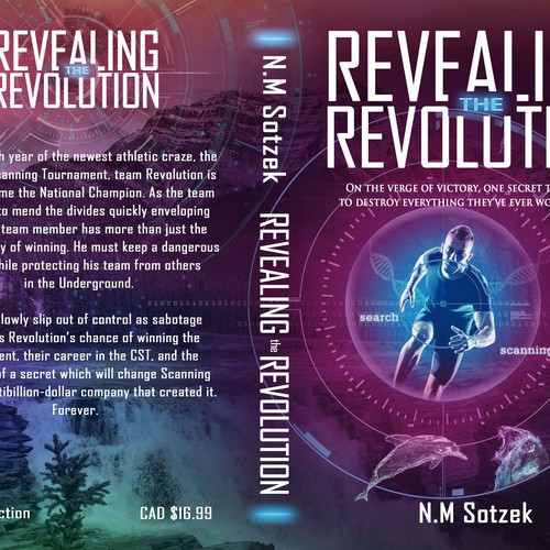 Design an awesome cover for Science/sports-fiction novel 'Revealing the Revolution' Design by : Elementi.studio