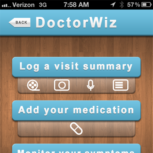 Help DoctorWiz with home screen for an iphone app Design by AnriDesign