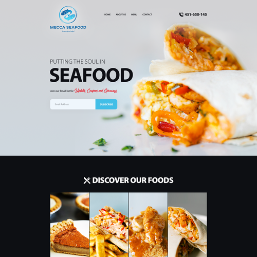 Miami Soul Seafood Restaurant Concept 1 Page Only Design réalisé par Dream State IT