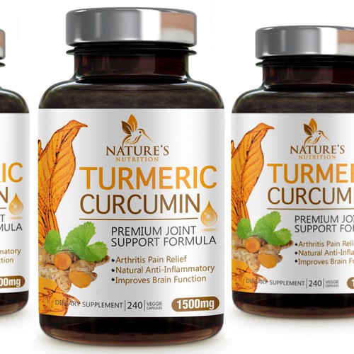 Nature's Nutrition needs a "beautiful label" for its Turmeric Extract bottle Design by agooshe