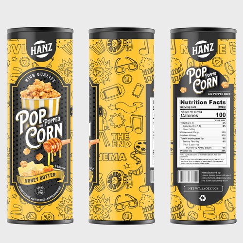 Diseño de Premium Quality Popped Pop Corn Packaging de Davi Giolo ★