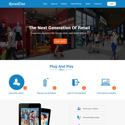 RetailOne Website for next generation of retail analytics Web page