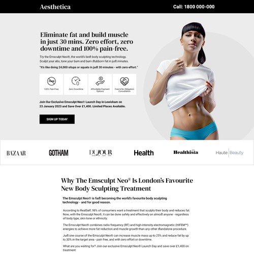 Landing Page For Aesthetic Clinic Launch Day Event Design by Pixel Creators